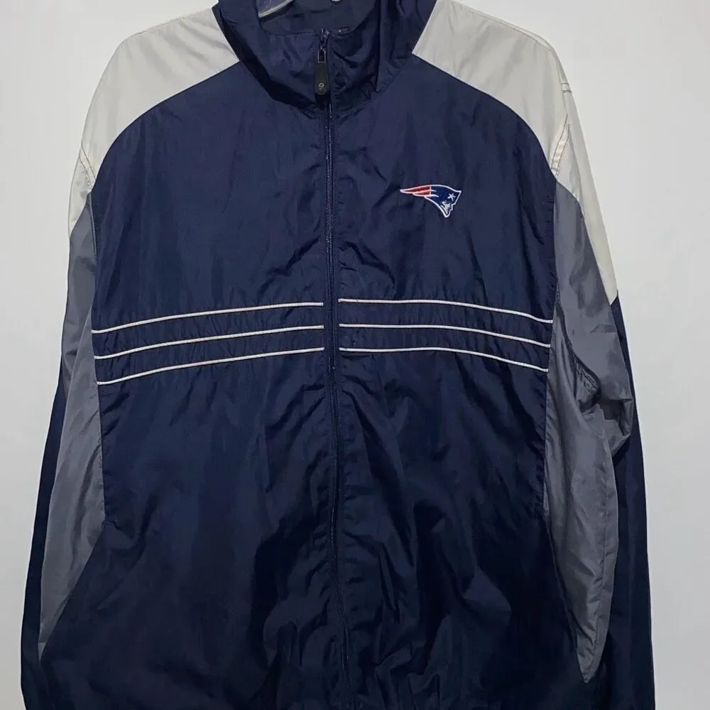 NFL Team Apparel Reebok Men's Long-Sleeve Blue Windbreaker Jacket Extra Large